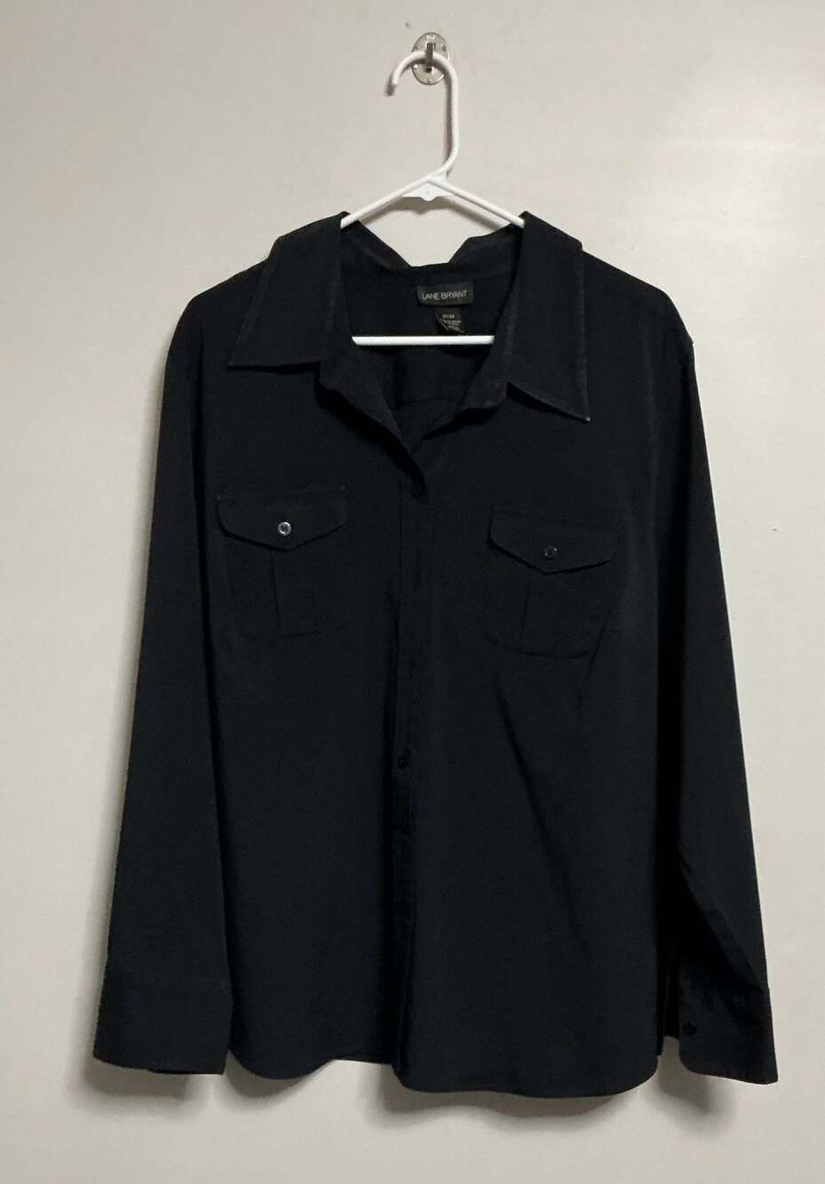 Lane Bryant Long Sleeve Button Down Shirt Size 22/24 Black